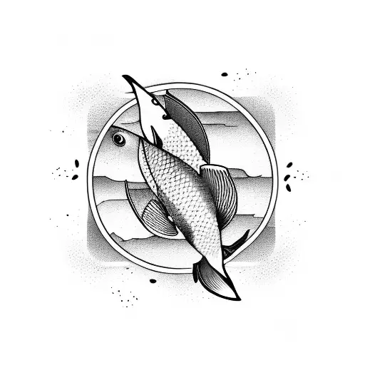 Koi Fish Jumping Out Of A Wooden Fishing Boat