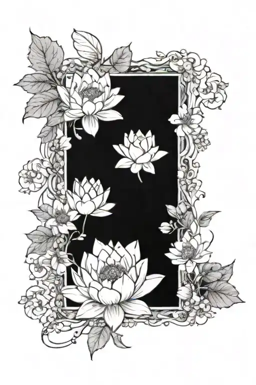 An Elegant Design Of Waterlilies And Huckleberries Merging Into A Beautiful Botanical Pattern