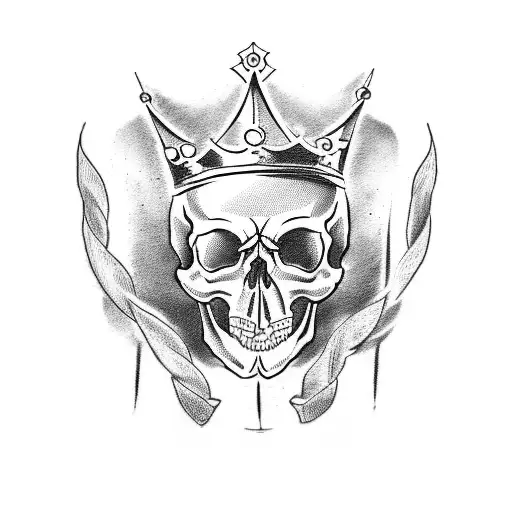 A Tattoo Of A Skull With A Crown And A Banner That Says 'No Sacrifice Is Too Great'
