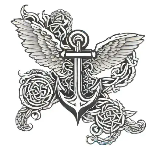 Celtic Navy Anchor Wings