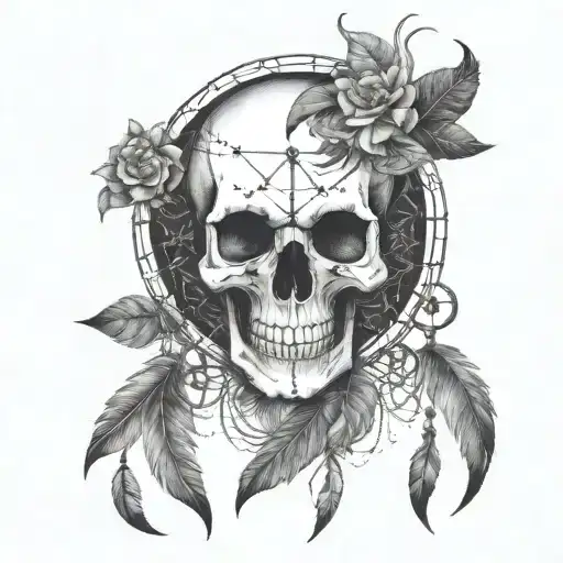 Skull Dream Catcher Very Detailed No Flowers