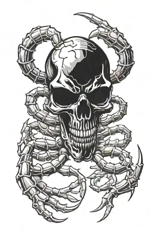 Evil Scorpion With Skull Head Scary