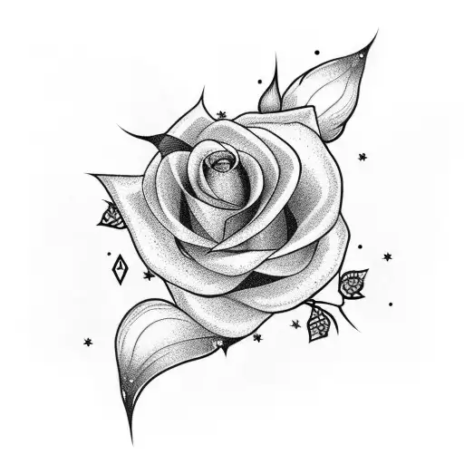 Falling Rose Peddles With Stars