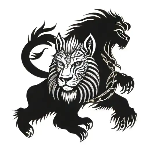 Lion Feirce Anubis Surrounded