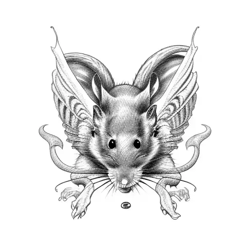 Rat With Alien Body And Wings