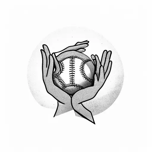 Woman's Hand Holding A Baseball As A Yin & Yang Symbol