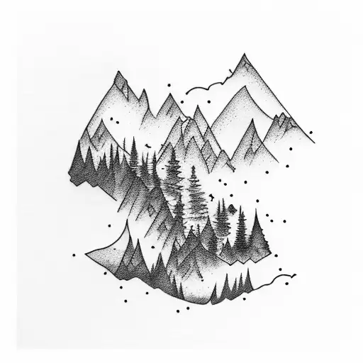 Mountain Scene Forearm Band Watercolour