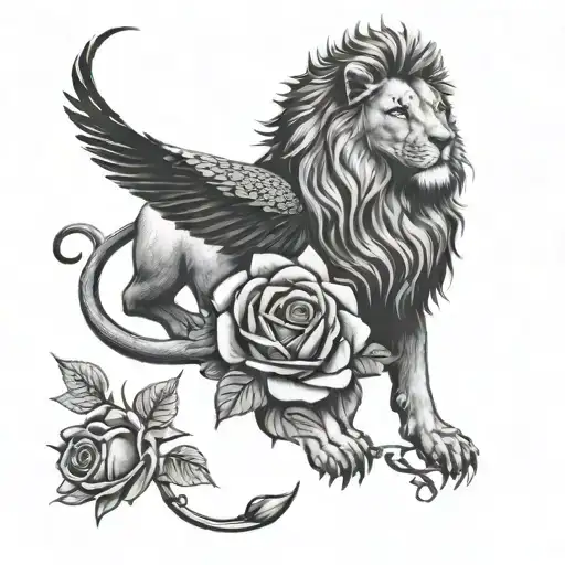 Bird Lion And Roses