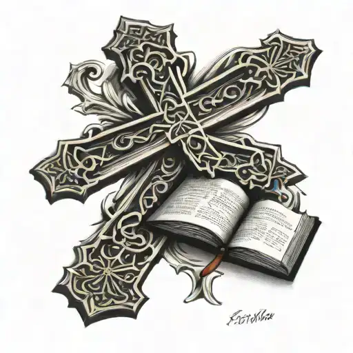 Christian Cross With Bible Verse Going Through It