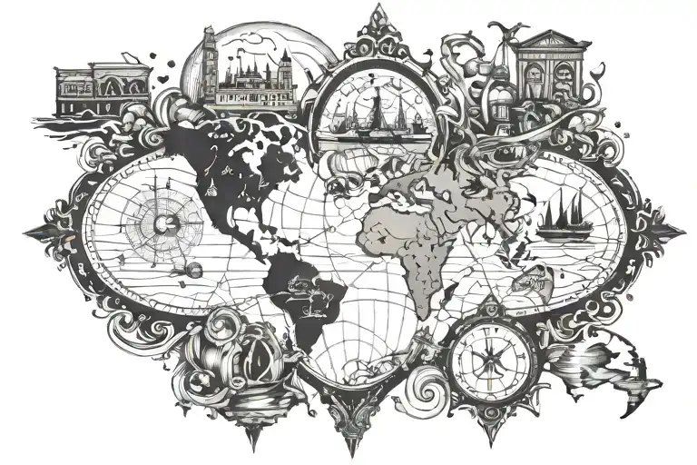Travel Related Tattoo Design