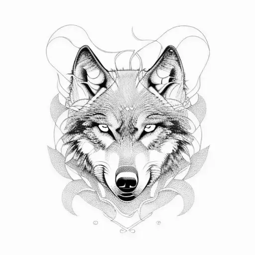 Combine The Image Of A Wolf And A Scorpion In A Blackwork