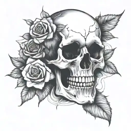 Rosses Surrounding A Back Out Skull