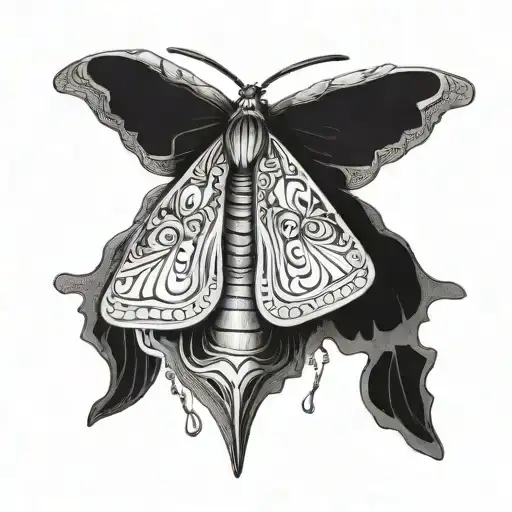 Detailed Moth With Ornaments Around It