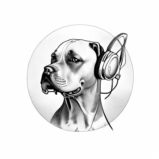 American Staffordshire Terrier With Skull Head And A Gaming Headset