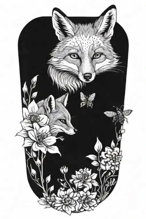 Storybook Illustration Of A Fox And A Bee