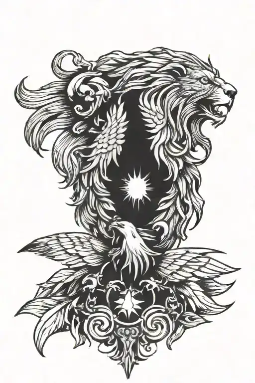 Strength Lion And Eagle