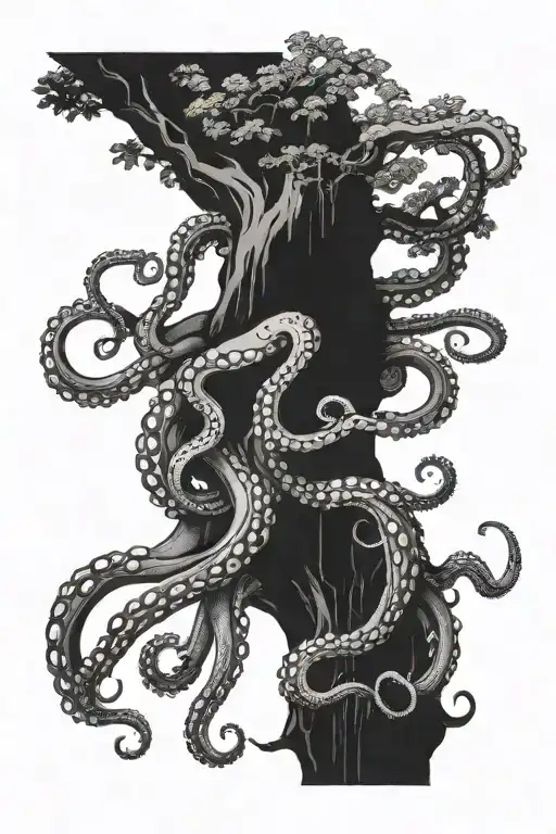 Octopus Climbing Up A Tree