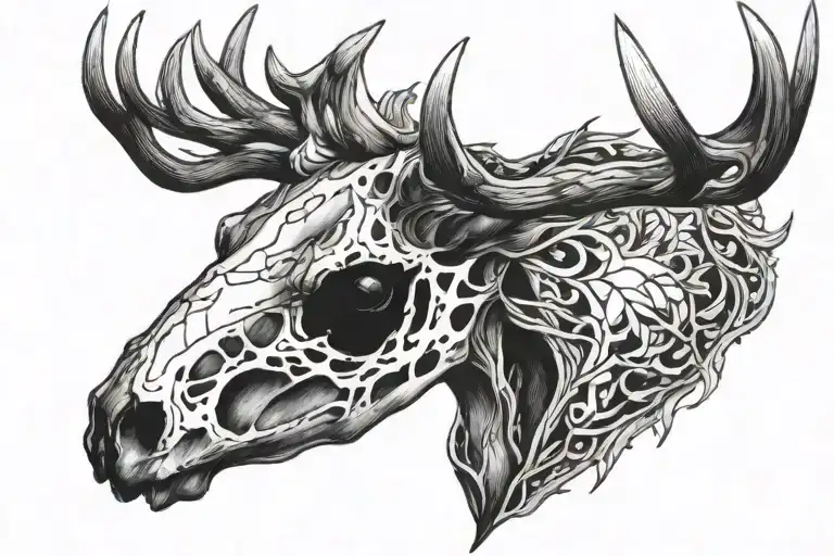 Gore Deer Skull Facing The Camera Up Close