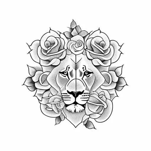 Lion With Roses And Name Kalani