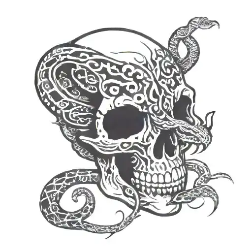 Skull And Snake Tribal