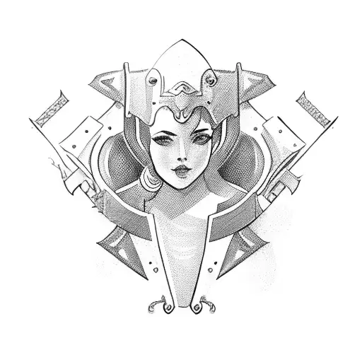 Woman Wearing Man Armour Looking Up Side Profile Short Hair With Sword