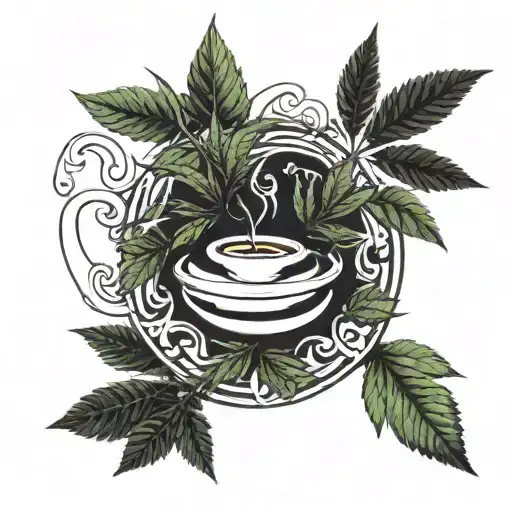 A Coffee Cup Morphing Into A Cannabis Leaf