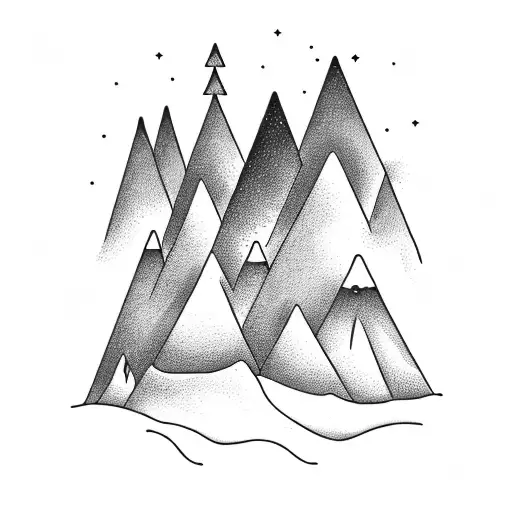 A Majestic Mountain Range With A Cozy Campfire Nestled At Its Base