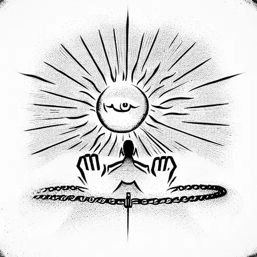 Man Chained To The Ground Looking Up At The Sun