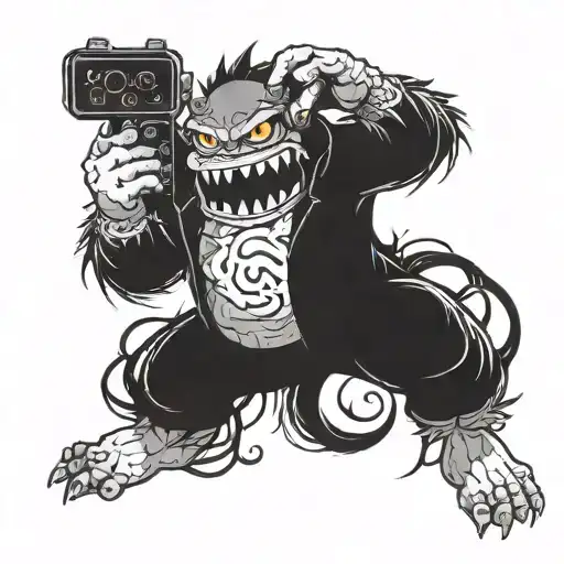 Monster Inspired Anime Character Holding Gaming Controller