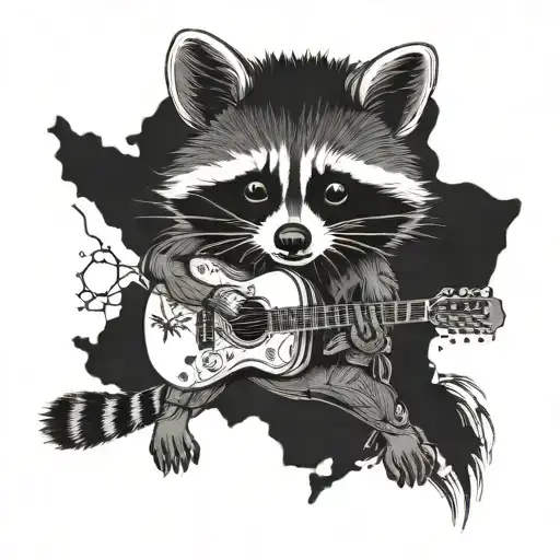 A Raccoon Playing A Guitar With A Map Of Portugal In The Background