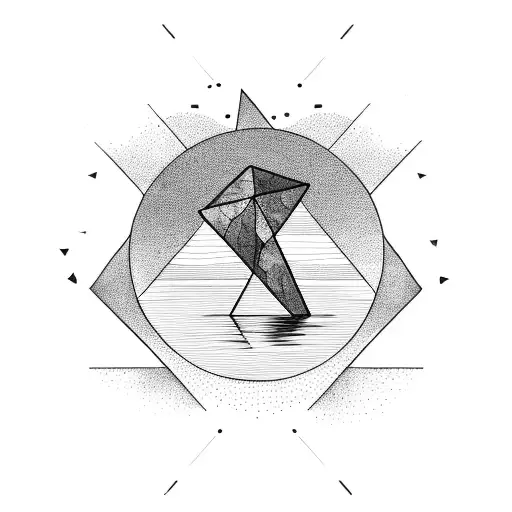 A Minimalist Triangle Formed By The Silhouette Of A Palm Tree Against A Setting Sun Over The Sea