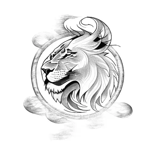 A Majestic Lion And A Fiery Phoenix Intertwined In An Eternal Dance Of Power And Rebirth