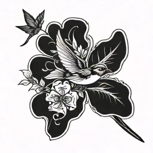 Swallow And Five Leaf Clover