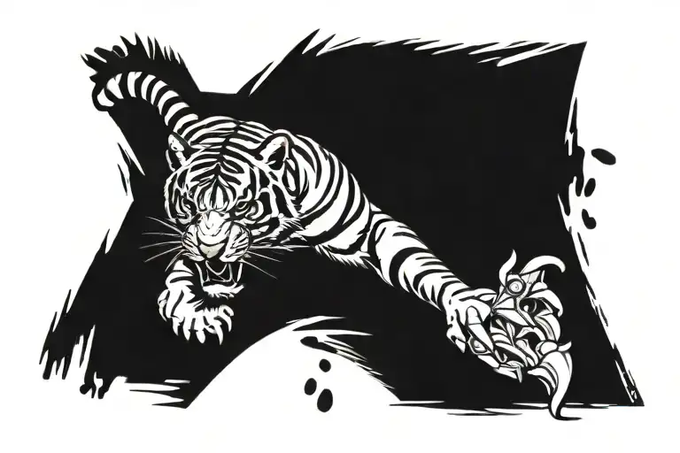 Tiger With A Bone In Its Teeth And A Mace