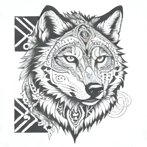 An Intricate Wolf Design Blending Tribal Patterns With The Beauty Of Nature