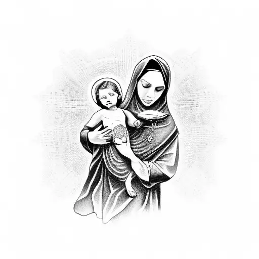 Mother Mary Holding Rosary