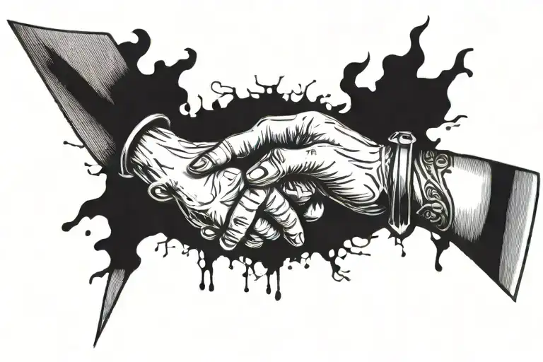 Two Hands One Giving A Dagger To The Other Hand
