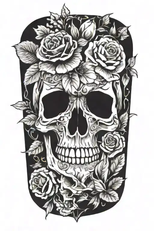 Nature Flowers Skulls Surrounded