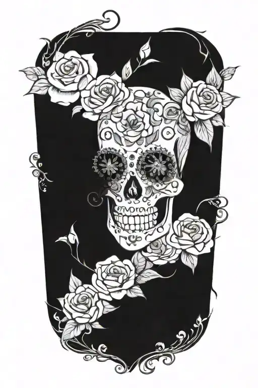 Nature Flowers Sugar Skull Surrounded