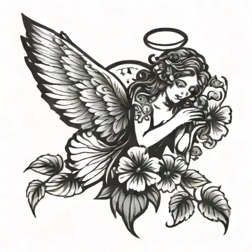 Angel And Five Leaf Clover