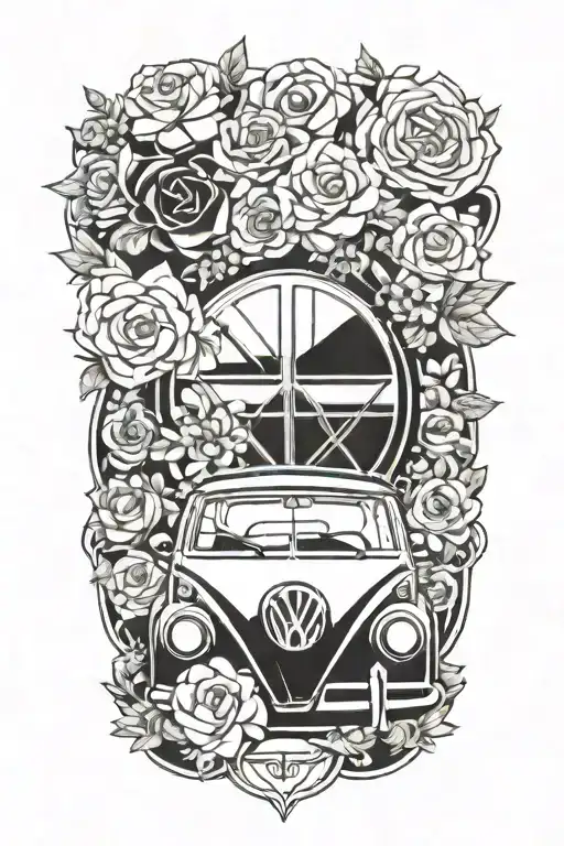 Volkswagen Emblem With Flowers Intertwined