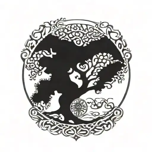 An Intricate Tree Of Life Intertwined With Norse Symbols