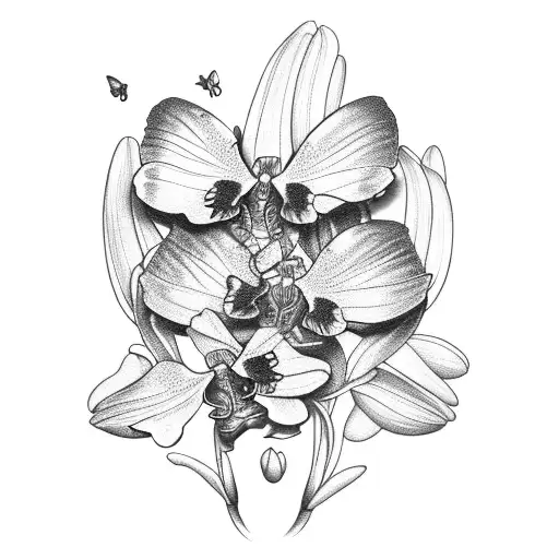 A Majestic Butterfly Resting On A Blooming Orchid In A Lush Tropical Forest