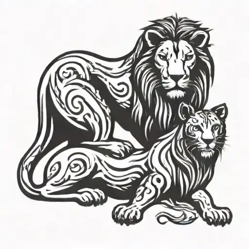 Tribal Lion With Virgin Mary