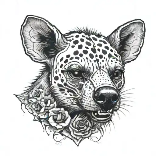 Front View Of Dilapidated Hyena Skull