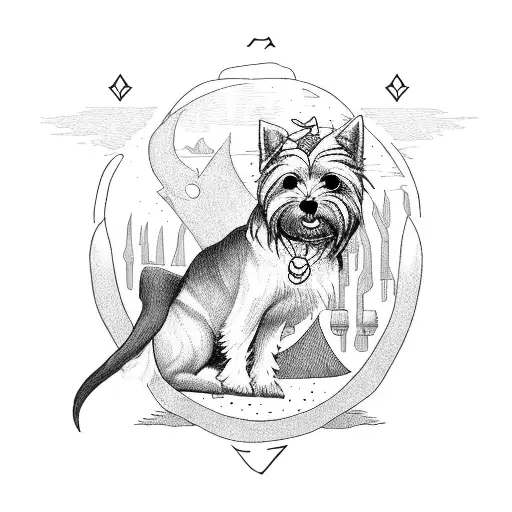 Strength Tarot Card With Yorkie And Filipino Girl