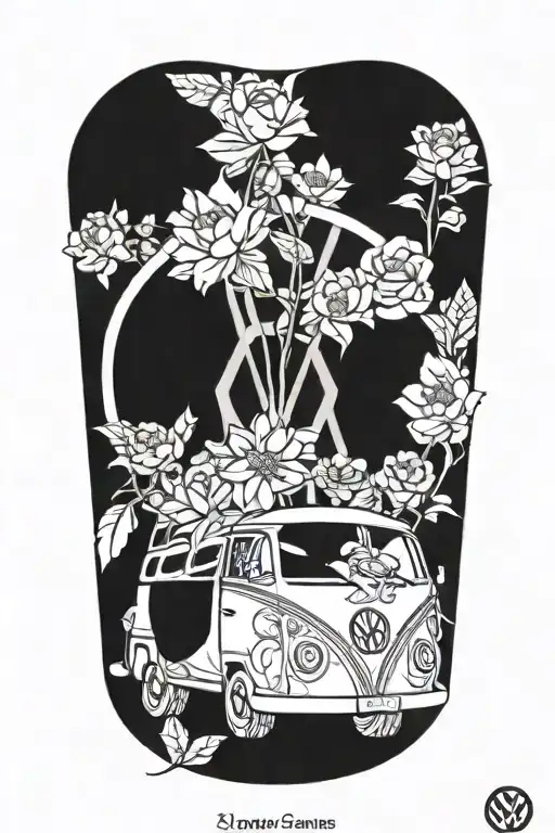 Volkswagen Symbol With Flowers Intertwined