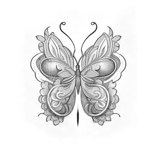 A Tattoo Of A Butterfly Made Up Of Intricate Plant Patterns