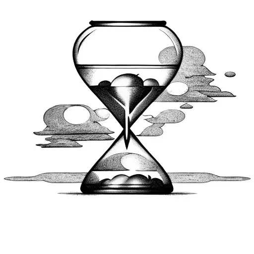 Broken Hourglass With Dark Clouds Surrounding It