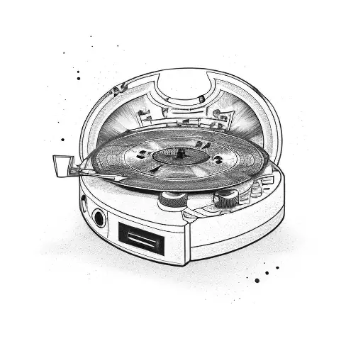 A Broken Record Player With Music Notes Swirling Into A Storm